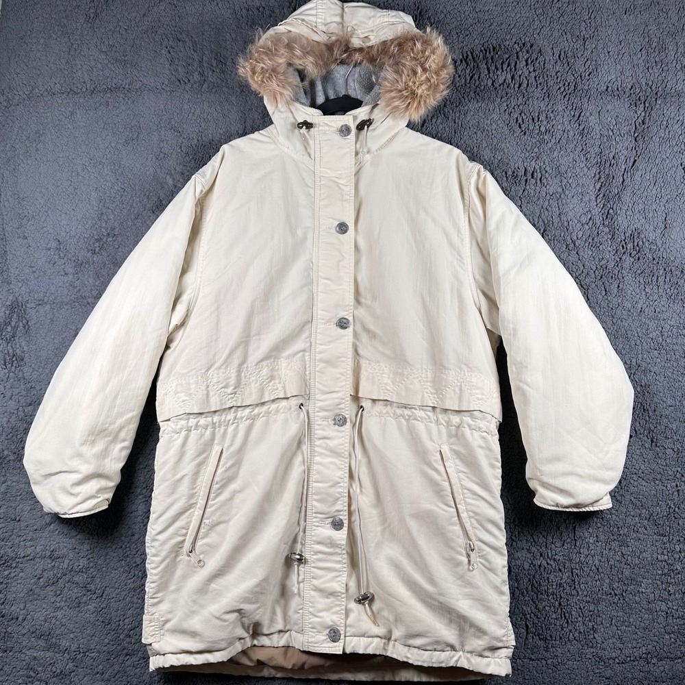 VTG Woolrich Parka Jacket Coyote Fur Hood Men's Medium Lined Made in USA Hunting